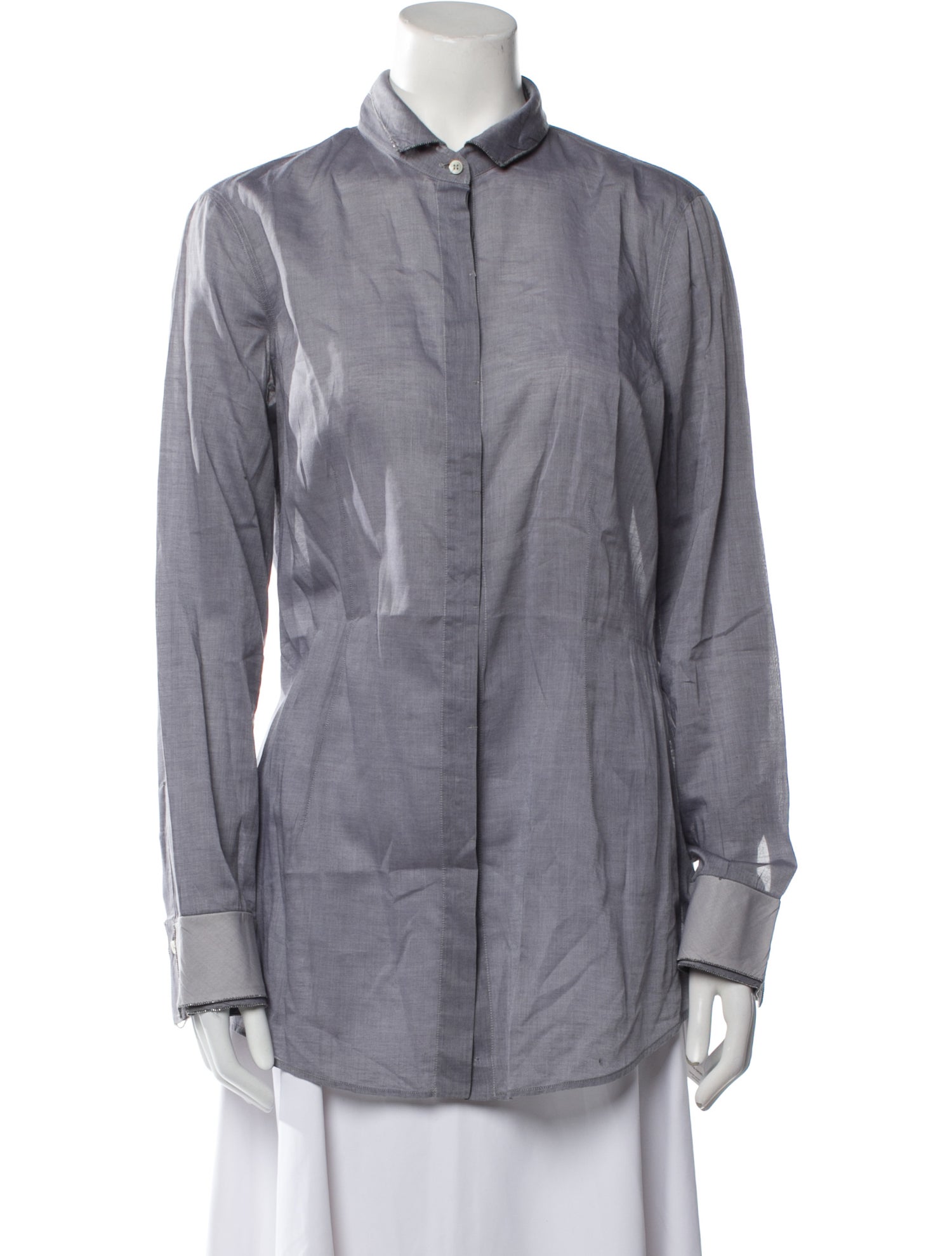 Brunello Cucinelli Long Sleeve Button-Up Top