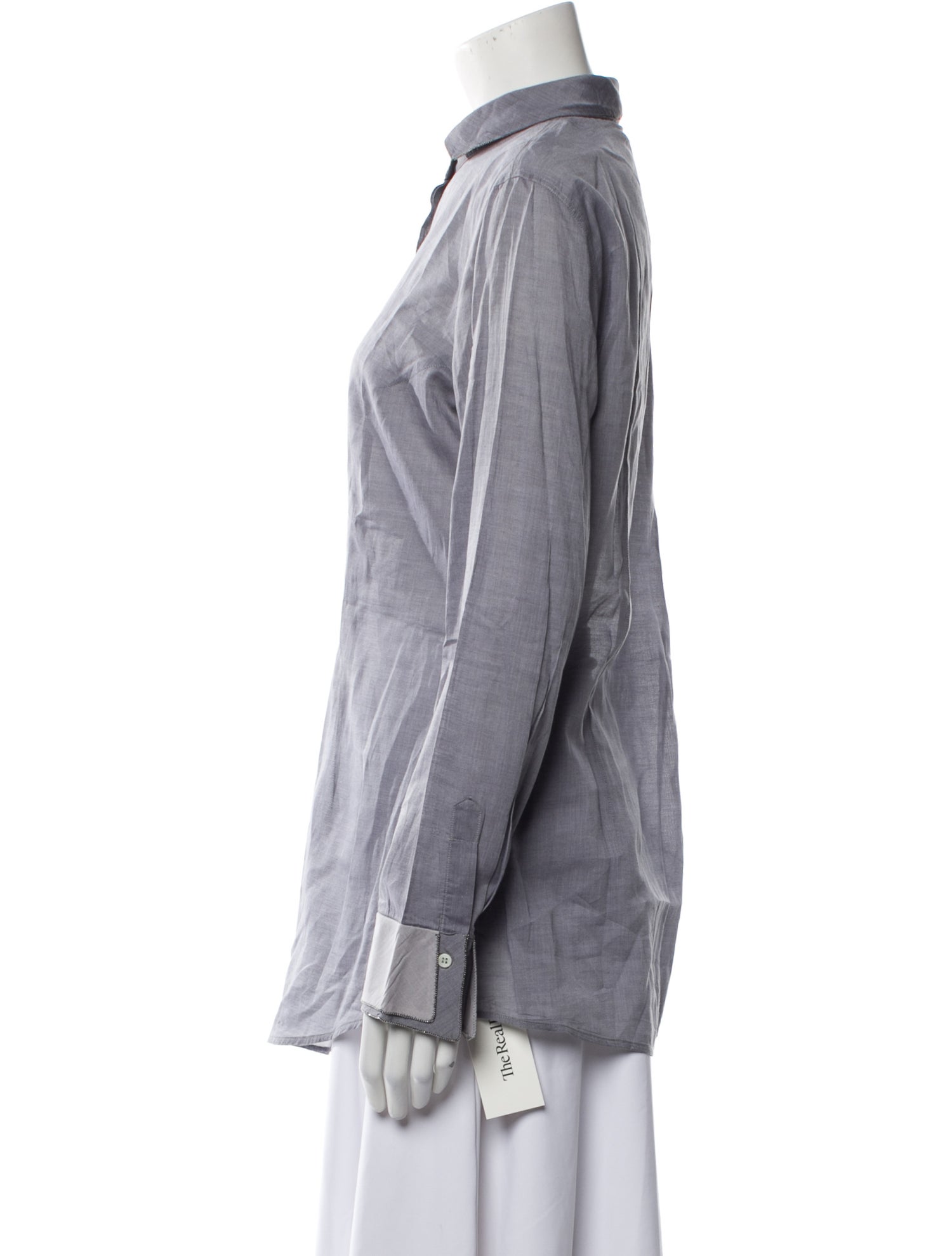 Brunello Cucinelli Long Sleeve Button-Up Top