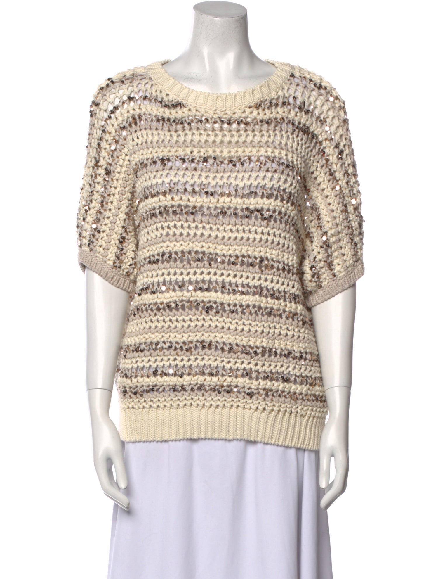 Brunello Cucinelli Striped Scoop Neck Top