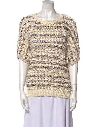 Brunello Cucinelli Striped Scoop Neck Top