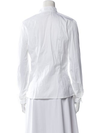 Brunello Cucinelli Mock Neck Long Sleeve Button-Up Top