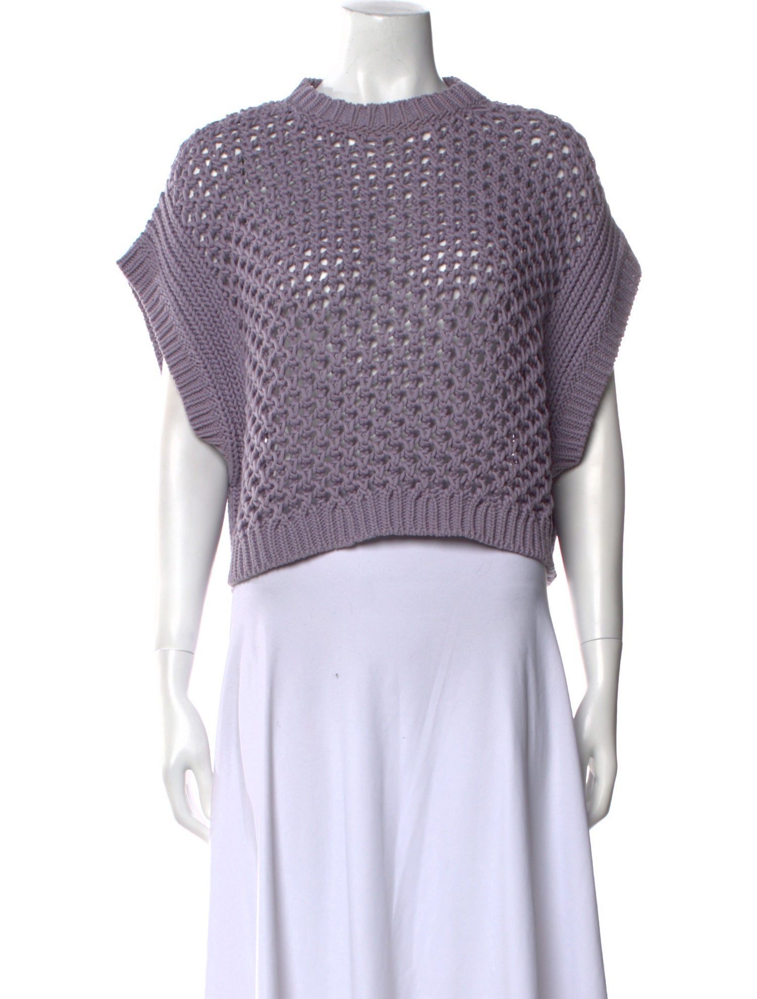 Brunello Cucinelli Mock Neck Short Sleeve Crop Top