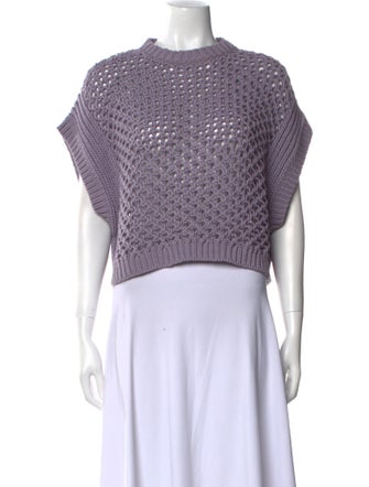 Brunello Cucinelli Mock Neck Short Sleeve Crop Top
