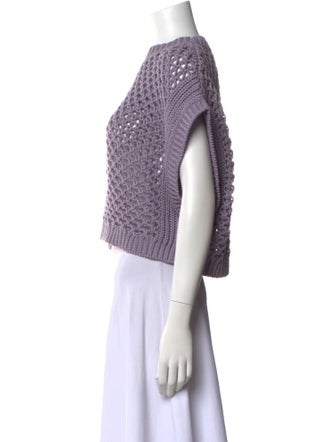 Brunello Cucinelli Mock Neck Short Sleeve Crop Top