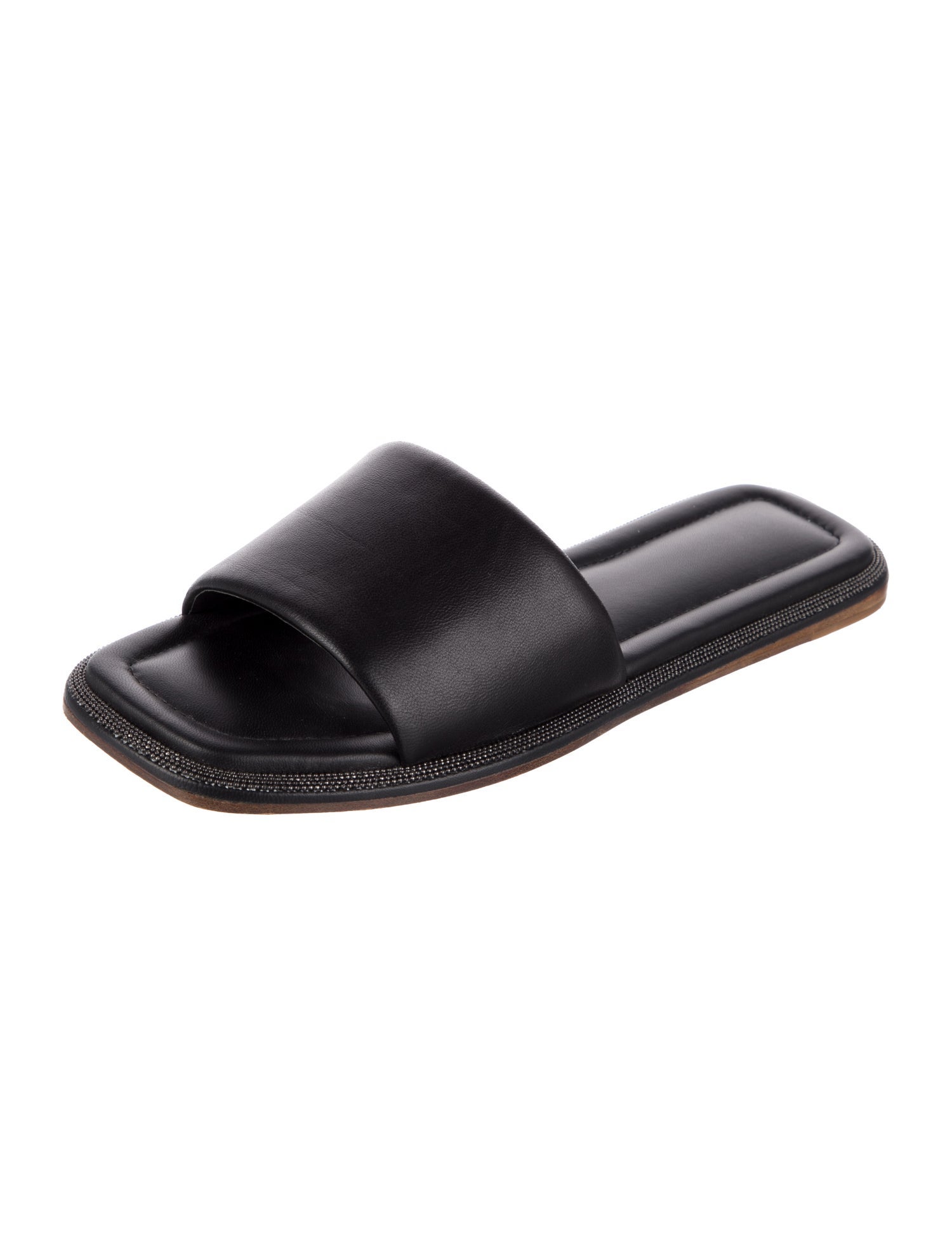 Brunello Cucinelli Monili Leather Slides
