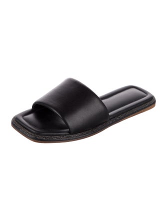 Brunello Cucinelli Monili Leather Slides