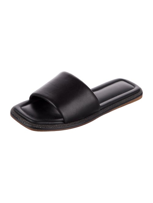 Brunello Cucinelli Monili Leather Slides