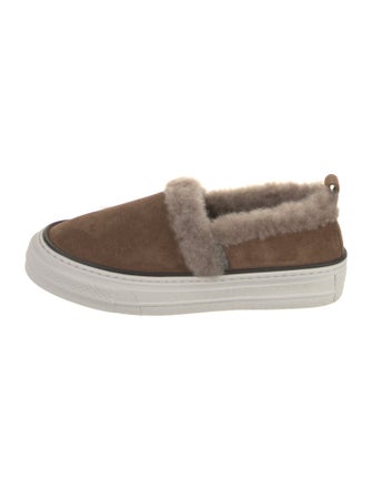 Brunello Cucinelli Suede Fur Trim Sneakers