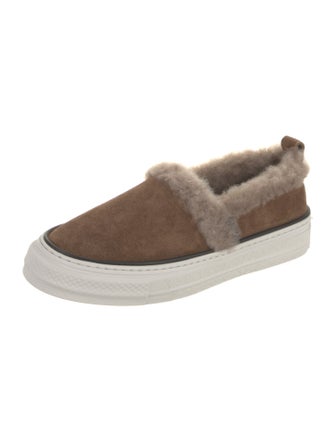 Brunello Cucinelli Suede Fur Trim Sneakers