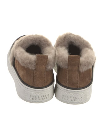 Brunello Cucinelli Suede Fur Trim Sneakers