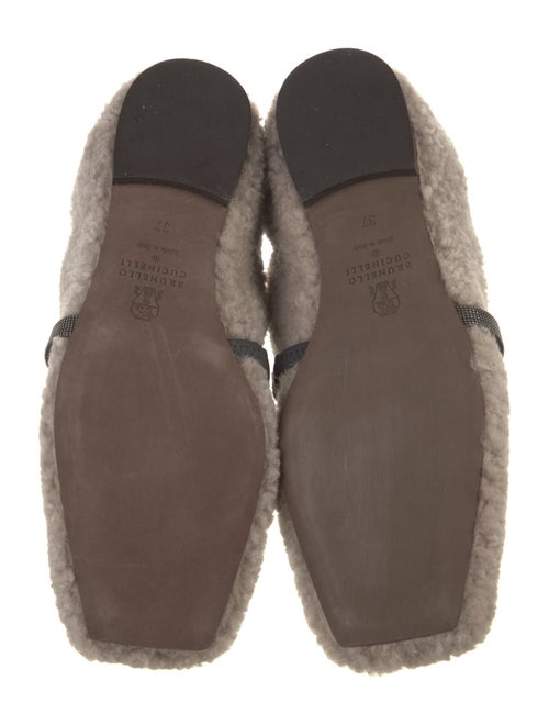 Brunello Cucinelli Fur Beaded Accents Mary Jane Flats