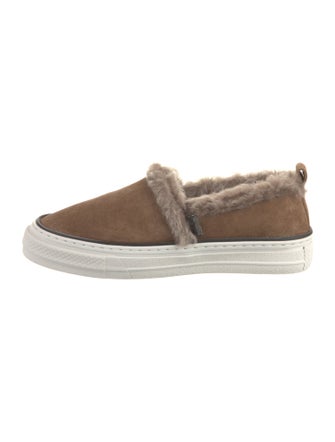 Brunello Cucinelli Suede Fur Trim Sneakers