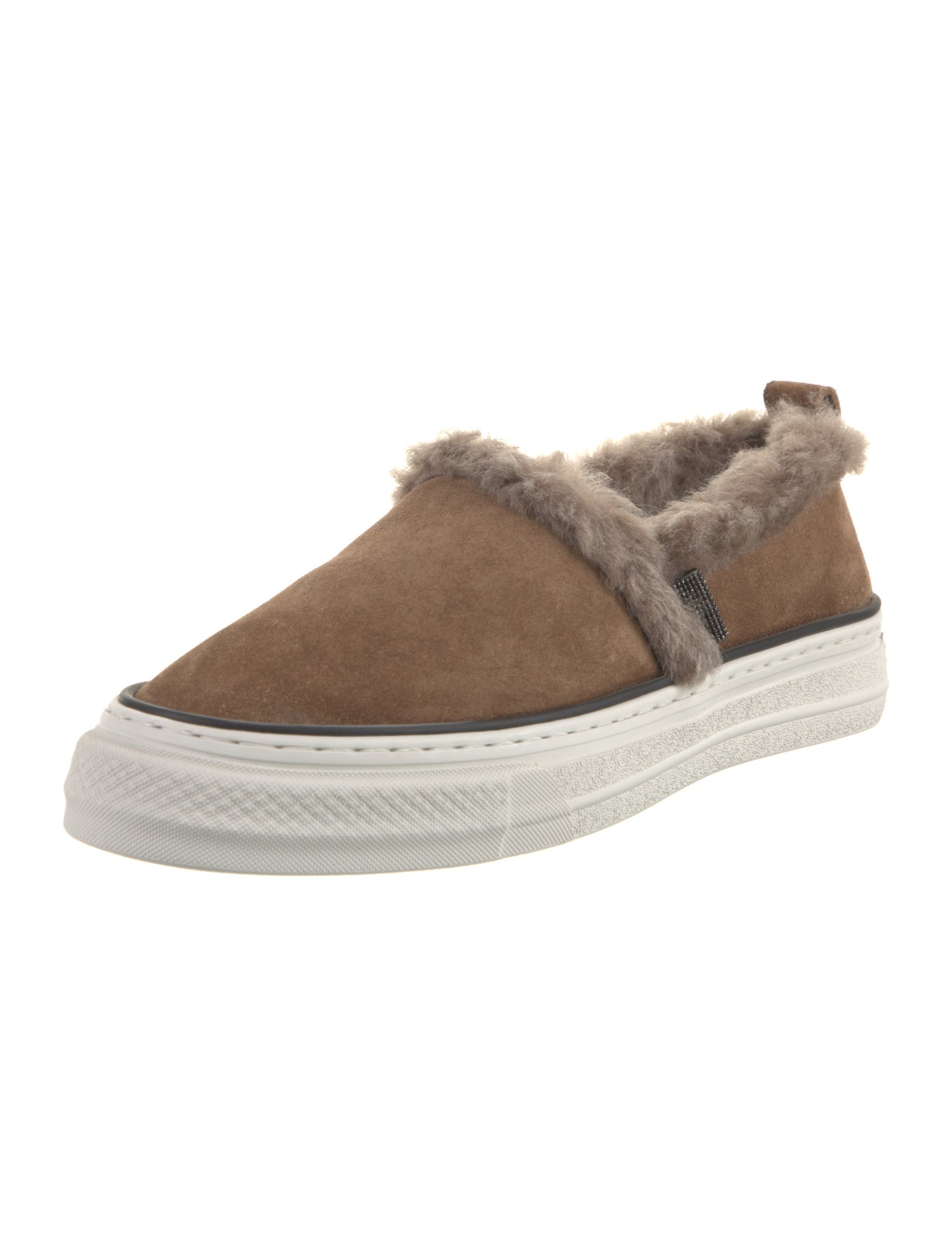 Brunello Cucinelli Suede Fur Trim Sneakers
