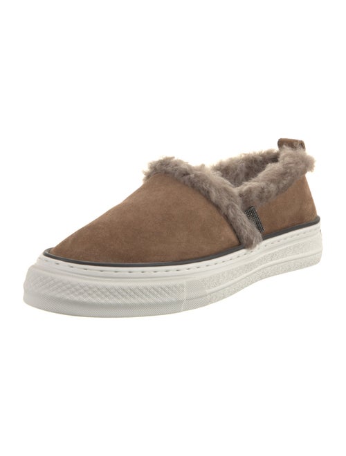 Brunello Cucinelli Suede Fur Trim Sneakers