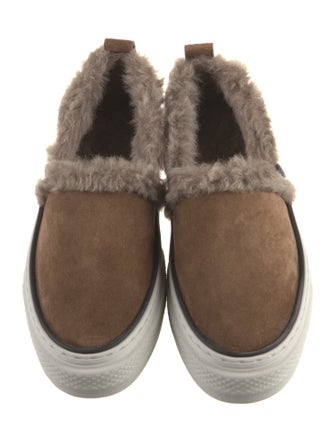 Brunello Cucinelli Suede Fur Trim Sneakers