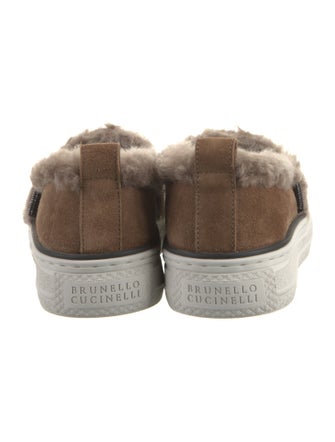 Brunello Cucinelli Suede Fur Trim Sneakers