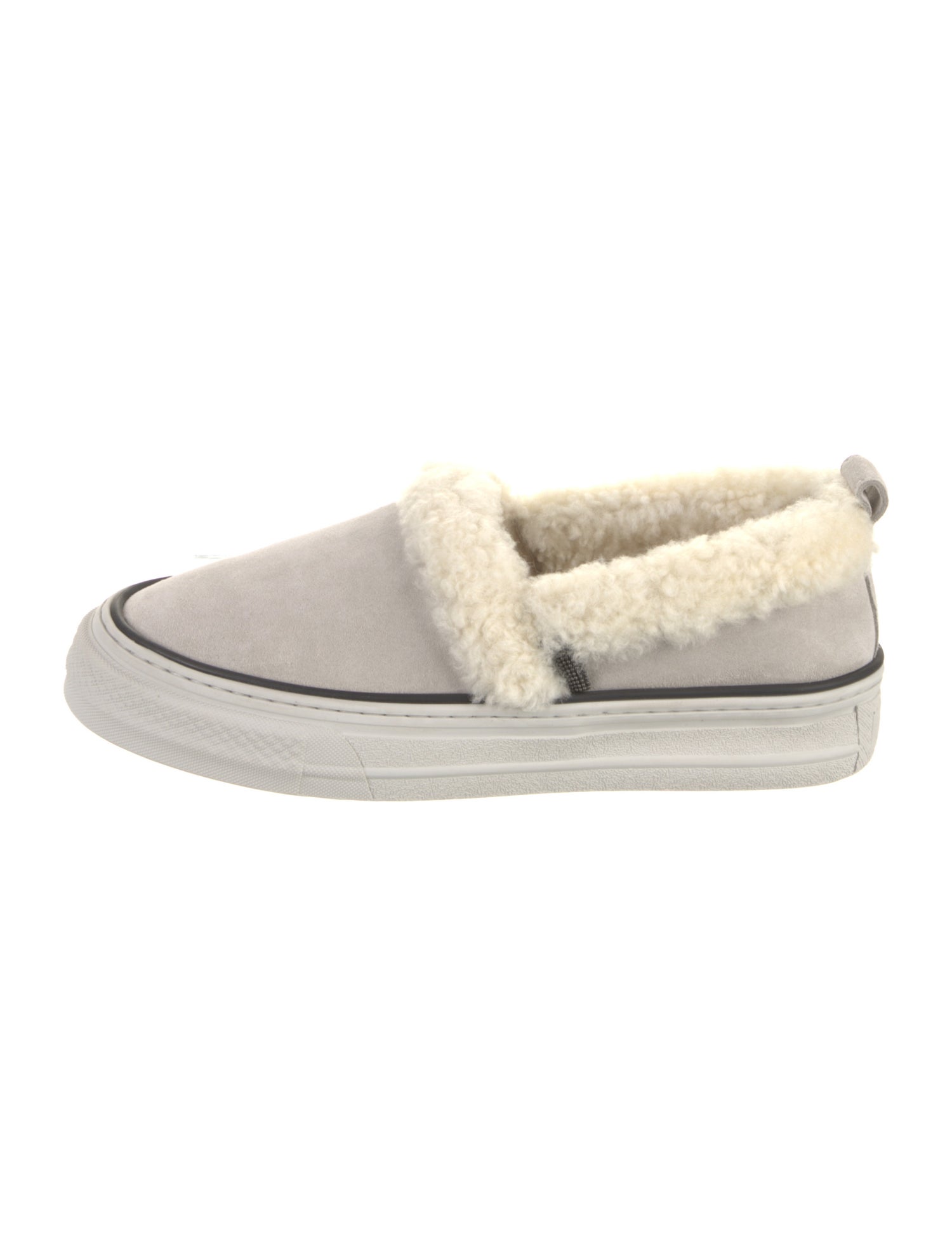 Brunello Cucinelli Suede Fur Trim Sneakers