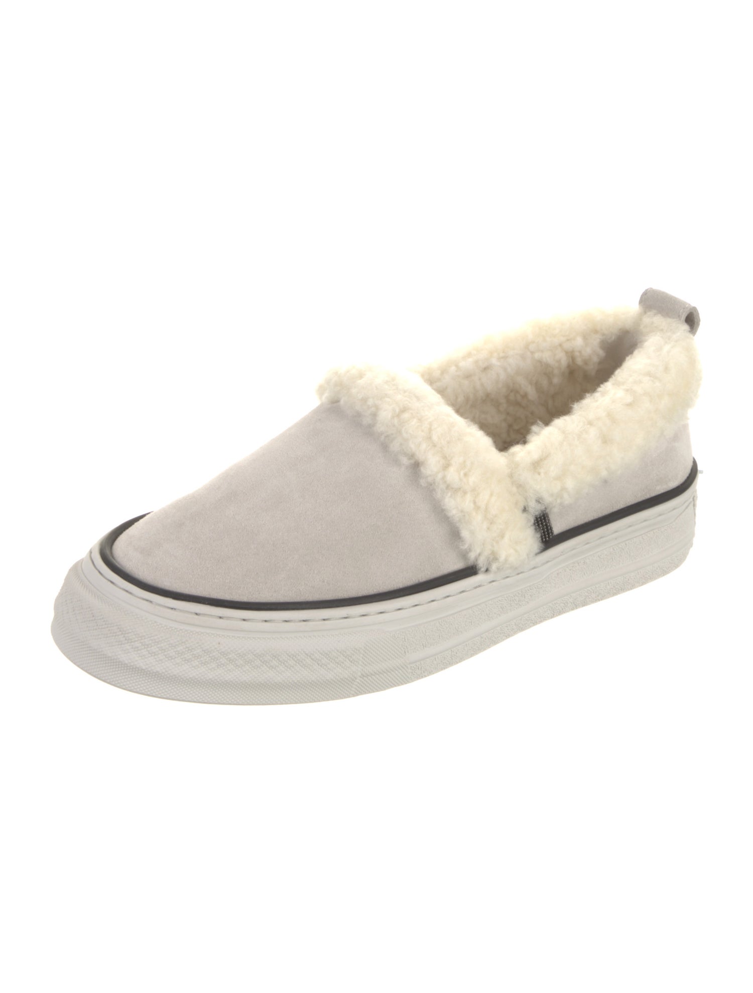 Brunello Cucinelli Suede Fur Trim Sneakers