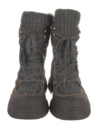 Brunello Cucinelli Suede Beaded Accents Combat Boots