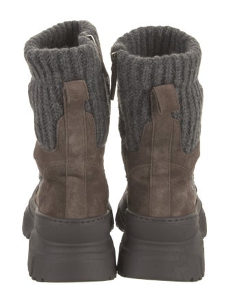 Brunello Cucinelli Suede Beaded Accents Combat Boots