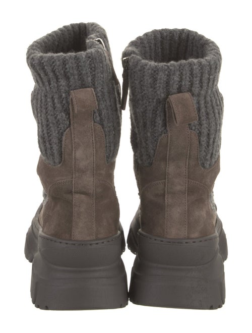 Brunello Cucinelli Suede Beaded Accents Combat Boots