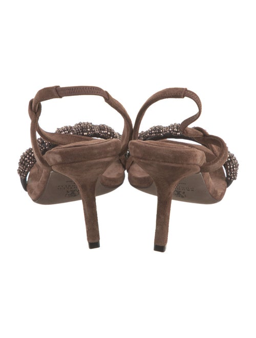 Brunello Cucinelli Suede Studded Accents Slingback Sandals