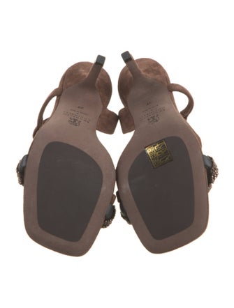 Brunello Cucinelli Suede Studded Accents Slingback Sandals