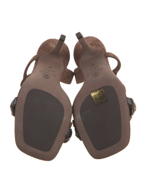 Brunello Cucinelli Suede Studded Accents Slingback Sandals