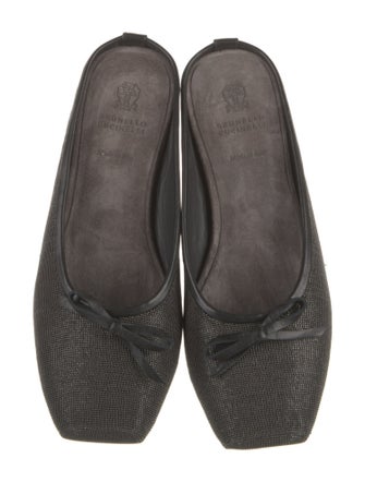 Brunello Cucinelli Leather Bow Accents Mules