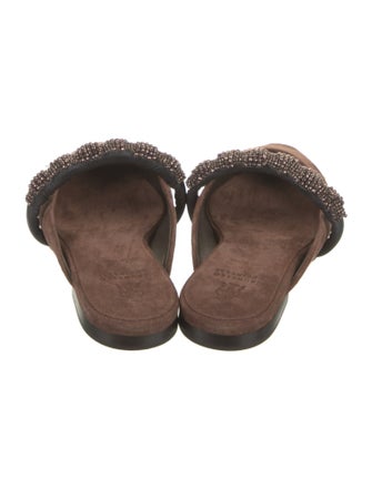 Brunello Cucinelli Suede Beaded Accents Mules
