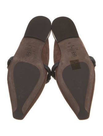 Brunello Cucinelli Suede Beaded Accents Mules