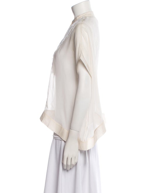 Brunello Cucinelli Mock Neck Short Sleeve Blouse