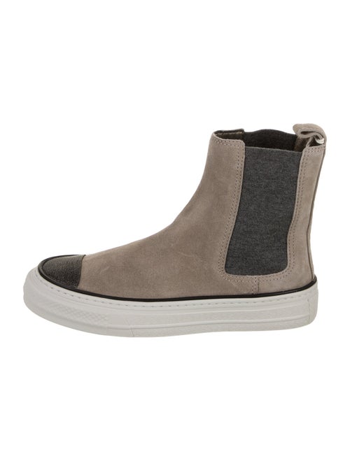 Brunello Cucinelli Suede Colorblock Pattern Sneakers