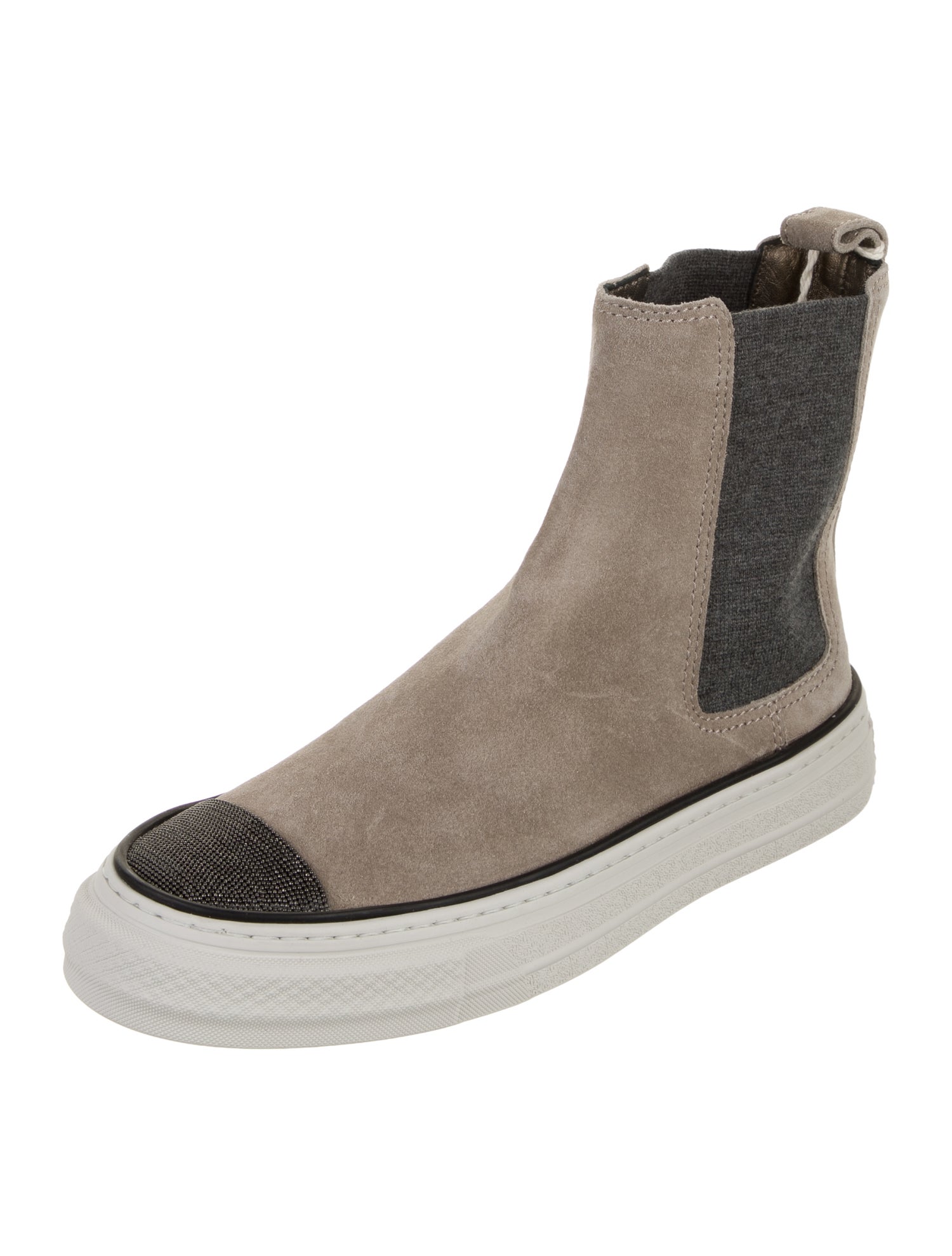 Brunello Cucinelli Suede Colorblock Pattern Sneakers