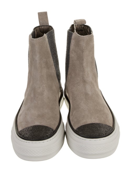 Brunello Cucinelli Suede Colorblock Pattern Sneakers