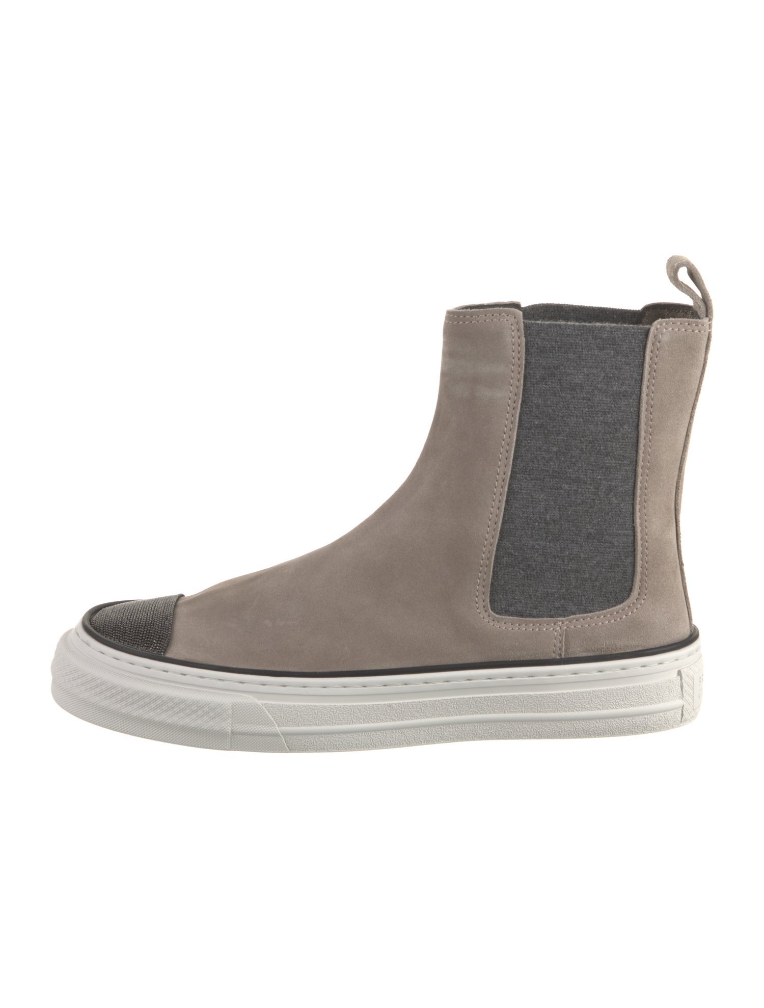 Brunello Cucinelli Suede Colorblock Pattern Sock Sneakers