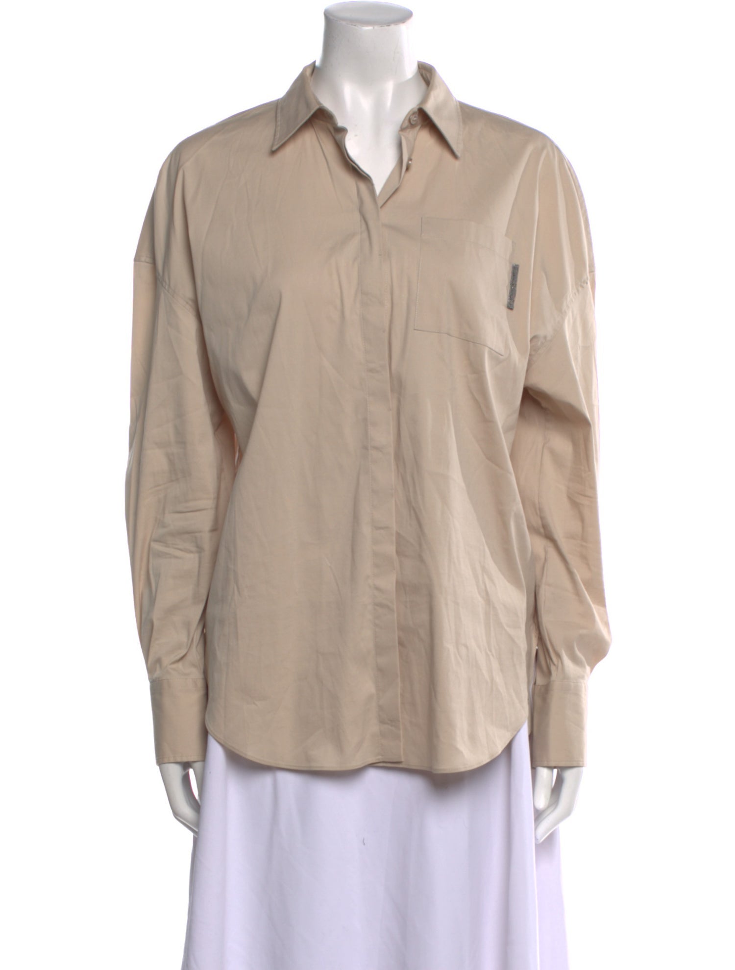 Brunello Cucinelli Long Sleeve Button-Up Top