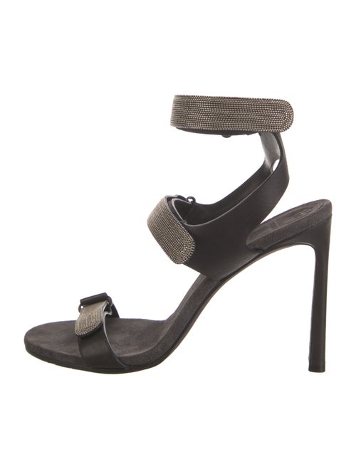 Brunello Cucinelli Leather Crystal Embellishments Sandals