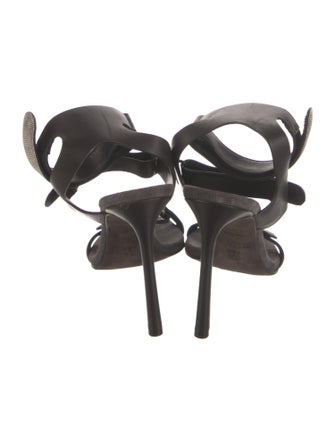 Brunello Cucinelli Leather Crystal Embellishments Sandals
