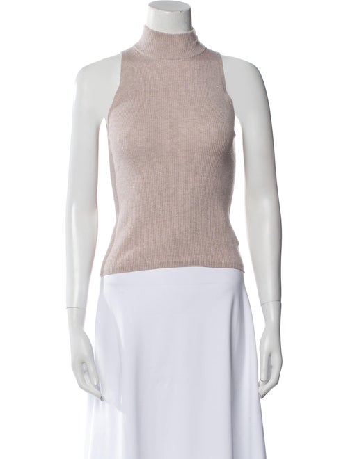 Brunello Cucinelli Mock Neck Sleeveless Crop Top