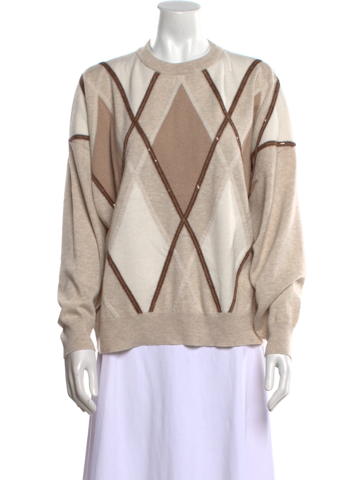 Brunello Cucinelli Virgin Wool Plaid Print Sweater w/ Tags