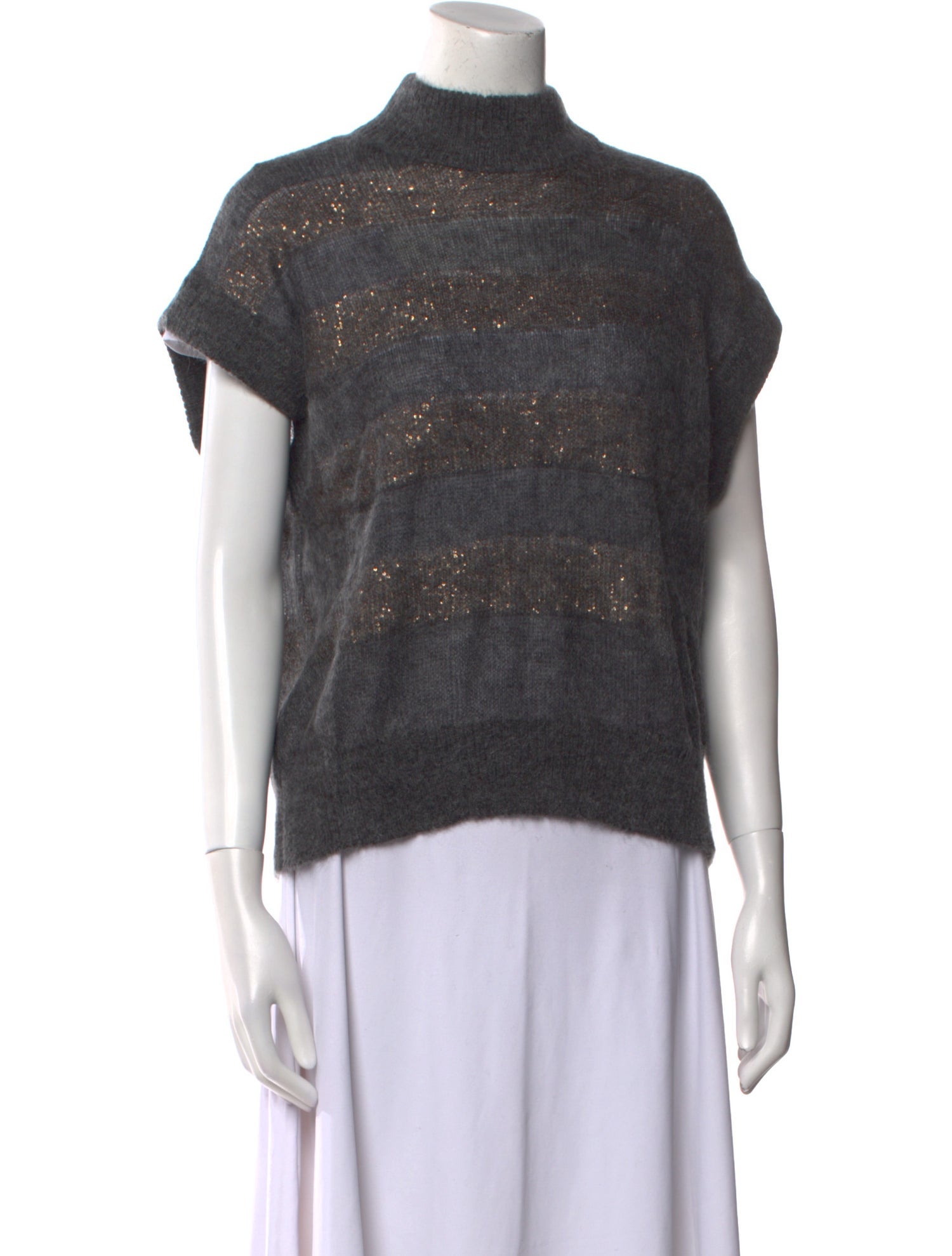 Brunello Cucinelli Striped Mock Neck Sweater w/ Tags