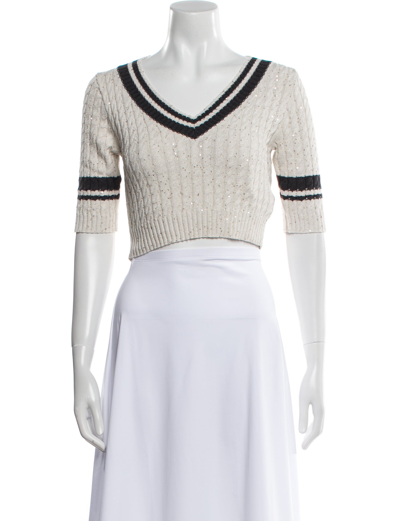 Brunello Cucinelli Striped V-Neck Sweater w/ Tags