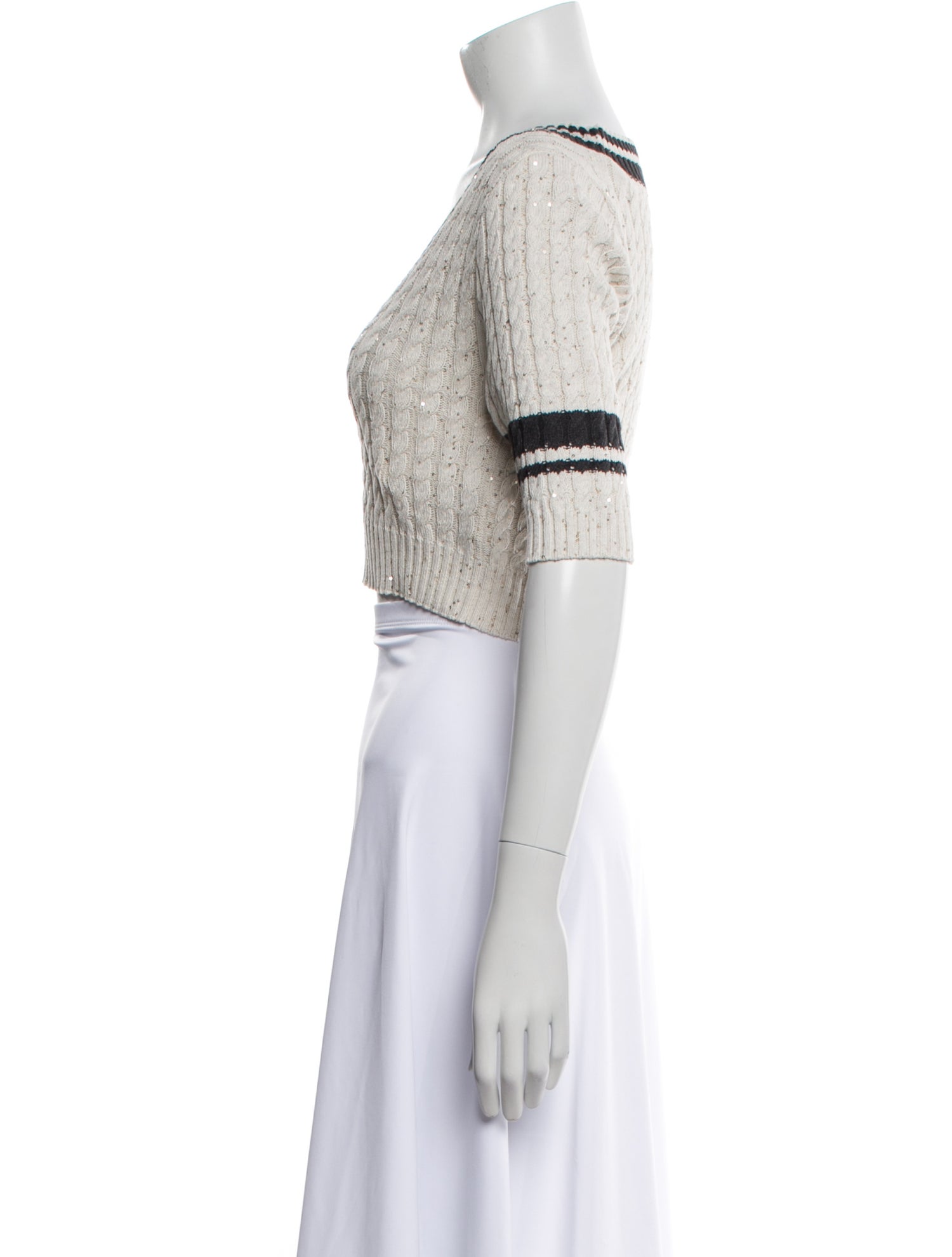 Brunello Cucinelli Striped V-Neck Sweater w/ Tags