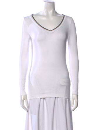 Brunello Cucinelli V-Neck Long Sleeve Top
