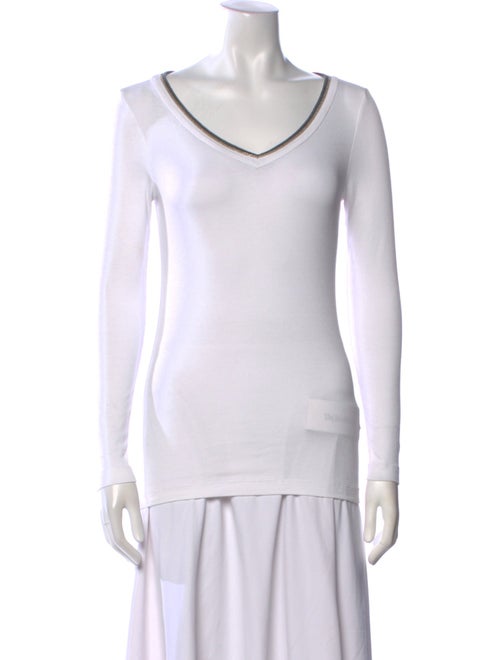 Brunello Cucinelli V-Neck Long Sleeve Top