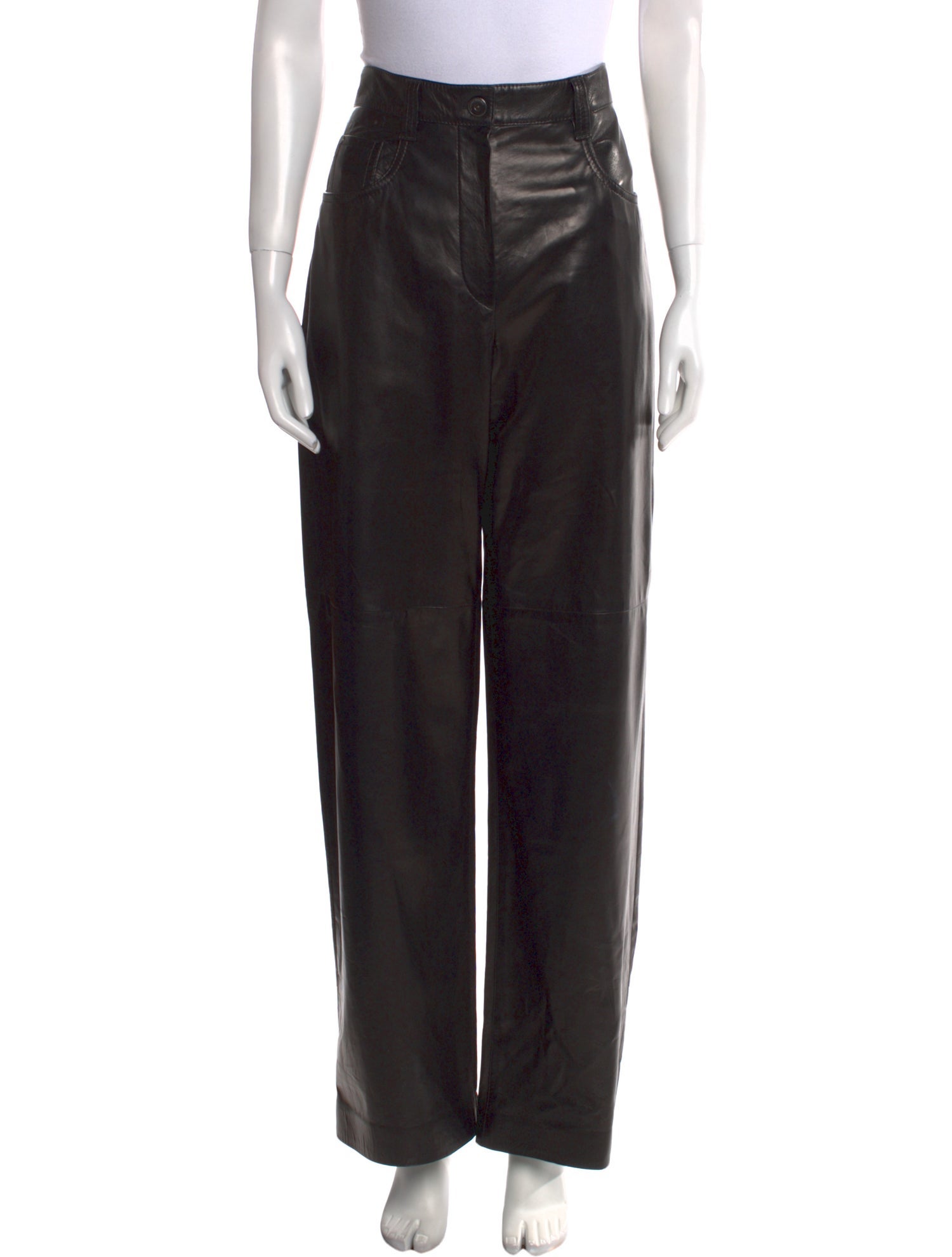 Brunello Cucinelli Leather Wide Leg Pants