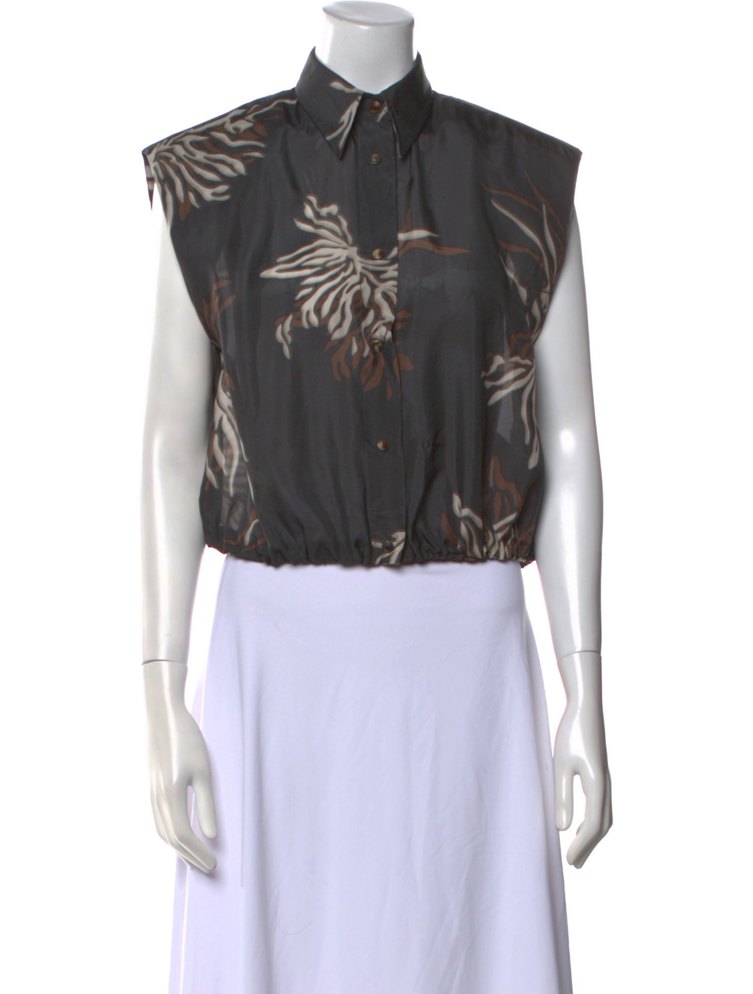Brunello Cucinelli Silk Printed Crop Top