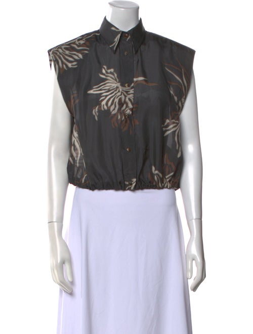 Brunello Cucinelli Silk Printed Crop Top