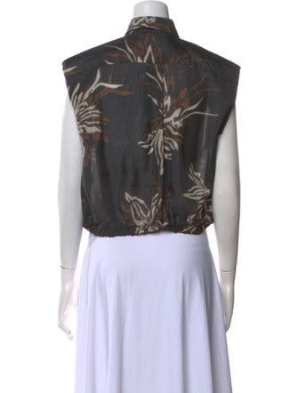 Brunello Cucinelli Silk Printed Crop Top